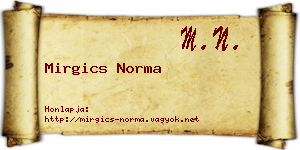 Mirgics Norma névjegykártya